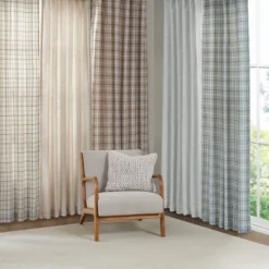 84"x50" Preston Plaid Faux Leather Tab Top Room Darkening Curtain Panel With Fleece Lining -Madison Park GUEST e7b0f9b6 a390 4da8 a89c 1d7df1e18416 1