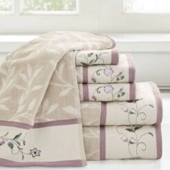 6pc Monroe Embroidered Cotton Jacquard Towel Set - Madison Park -Madison Park GUEST ea419bbf 7dc6 4b45 825b f85a9175ddff