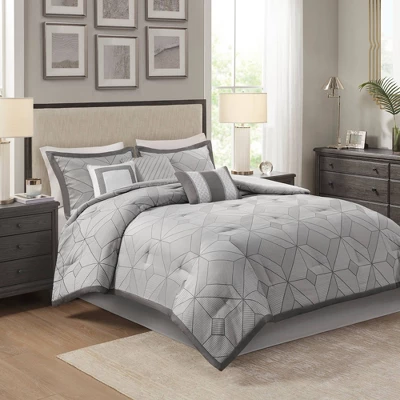 7pc Ollie Jacquard Comforter Set Gray - Madison Park 11 7pc Ollie Jacquard Comforter Set Gray - Madison Park - Image 11
