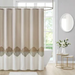 72"x72" Arabella Pieced And Embroidered Shower Curtain - Madison Park -Madison Park GUEST f2a281fb 23f7 4ce0 b1fd 31fcefbccdc0