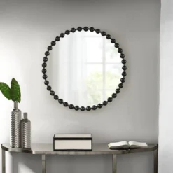 33.8" X 24.3" Round Marlowe Decorative Wall Mirror Black - Madison Park Signature -Madison Park GUEST f5428a2e dab4 4cbd 93c8 04b43e37a7e7