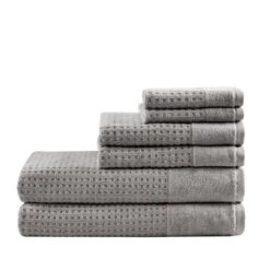 6pc Spa Waffle Jacquard Cotton Bath Towel Set -Madison Park GUEST f63f956f 5b0f 45e7 b254 dcc84ddd0ba0