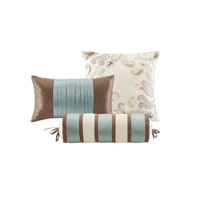 Madison Park 6pc King Charlotte Duvet Set Blue/Brown 3 Madison Park 6pc King Charlotte Duvet Set Blue/Brown - Image 3