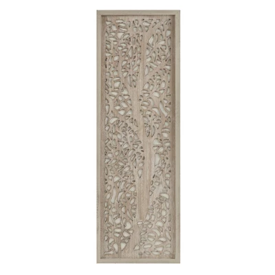 Laurel Branches Carved Wood Wall Decor Panel Natural - Madison Park 1 Laurel Branches Carved Wood Wall Decor Panel Natural - Madison Park