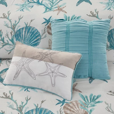 Madison Park 6pc Ocean View Cotton Sateen Duvet Cover Set Aqua 7 Madison Park 6pc Ocean View Cotton Sateen Duvet Cover Set Aqua - Image 7
